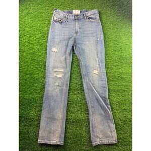 Sun & Stone Womens Distressed Skinny Jeans Light Wash Sz 30W 32L Preowned Denim